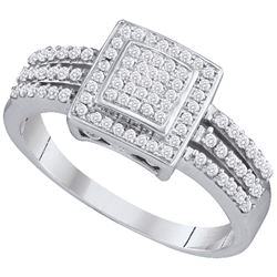 0.35 CTW Diamond Square Cluster Ring 10KT White Gold - REF-30X2Y