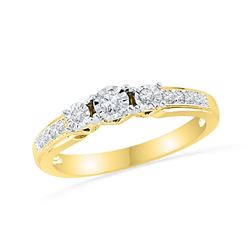 0.20 CTW Diamond Bridal Wedding Engagement Anniversary Ring 10KT Yellow Gold - REF-24N2F