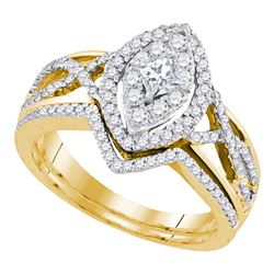 0.88 CTW Princess Diamond Oval Bridal Engagement Ring 14KT Yellow Gold - REF-97N4F