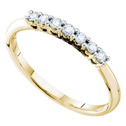 0.20 CTW Pave-set Diamond Slender Wedding Ring 14KT Yellow Gold - REF-22F4N