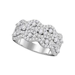 1.13 CTW Pave-set Diamond Strand Cocktail Ring 14KT White Gold - REF-104H9M