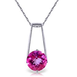 Genuine 1.45 ctw Pink Topaz Necklace Jewelry 14KT White Gold - REF-23M9T