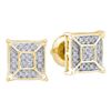 Image 1 : 0.10 CTW Diamond Square Geomteric Cluster Earrings 10KT Yellow Gold - REF-16F4N