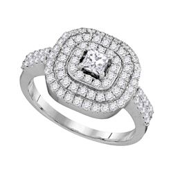 1.05 CTW Princess Diamond Solitaire Triple Halo Bridal Ring 14KT White Gold - REF-109M4H