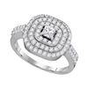 Image 1 : 1.05 CTW Princess Diamond Solitaire Triple Halo Bridal Ring 14KT White Gold - REF-109M4H