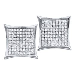 0.45 CTW Diamond Square Cluster Earrings 14KT White Gold - REF-30W2K