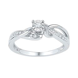 0.12 CTW Diamond Solitaire Bridal Engagement Ring 10KT White Gold - REF-19H4M