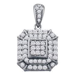 0.48 CTW Diamond Square Cluster Pendant 10KT White Gold - REF-37W5K