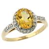 Image 1 : Natural 1.3 ctw Citrine & Diamond Engagement Ring 14K Yellow Gold - REF-32K2R