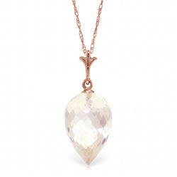 Genuine 12.25 ctw White Topaz Necklace Jewelry 14KT Rose Gold - REF-27P2H