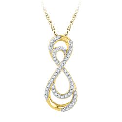 0.20 CTW Diamond Double Infinity Pendant 10KT Yellow Gold - REF-18Y2X