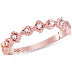 0.10 CTW Diamond Squares Stackable Ring 14KT Rose Gold - REF-22W4K