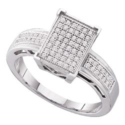 0.20 CTW Diamond Rectangle Cluster Bridal Engagement Ring 10KT White Gold - REF-26F9N