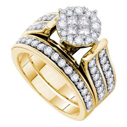 1.35 CTW Princess Diamond Soleil Bridal Engagement Ring 14KT Yellow Gold - REF-164M9H