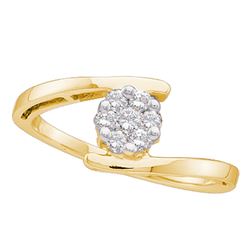 0.25 CTW Diamond Cluster Ring 14KT Yellow Gold - REF-34W4K