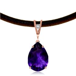 Genuine 6.01 ctw Amethyst & Diamond Necklace Jewelry 14KT Rose Gold - REF-32M3T