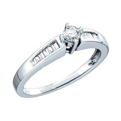 0.25 CTW Diamond Solitaire Bridal Engagement Ring 10KT White Gold - REF-30K2W