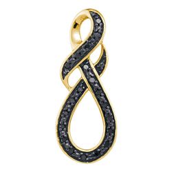 0.11 CTW Black Color Diamond Infinity Pendant 10KT Yellow Gold - REF-10X5Y