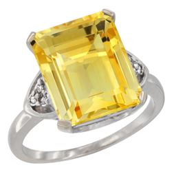 Natural 5.44 ctw citrine & Diamond Engagement Ring 10K White Gold - REF-32F2N