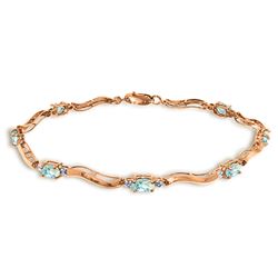 Genuine 2.01 ctw Aquamarine & Diamond Bracelet Jewelry 14KT Rose Gold - REF-79H7X