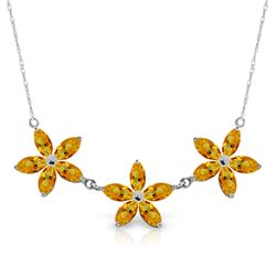 Genuine 4.2 ctw Citrine Necklace Jewelry 14KT White Gold - REF-60V7W