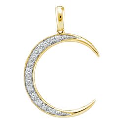 0.15 CTW Diamond Crescent Moon Pendant 14KT Yellow Gold - REF-24F2N