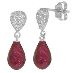 Genuine 6.63 ctw Ruby & Diamond Earrings Jewelry 14KT White Gold - REF-28A3K