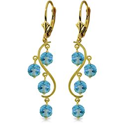 Genuine 4.95 ctw Blue Topaz Earrings Jewelry 14KT Yellow Gold - REF-53X8M