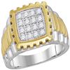 Image 1 : 0.49 CTW Mens Diamond Notched Square Cluster Ring 10KT Two-tone Gold - REF-59Y9X
