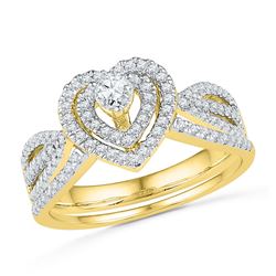 0.63 CTW Diamond Heart Bridal Engagement Ring 10KT Yellow Gold - REF-52X4Y
