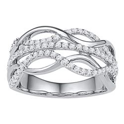 0.60 CTW Diamond Woven Strand Ring 10KT White Gold - REF-59M9H