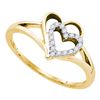Image 1 : 0.13 CTW Diamond Double Nested Heart Love Ring 10KT Yellow Gold - REF-12Y2X