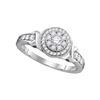 0.49 CTW Diamond Solitaire Halo Bridal Engagement Ring 10KT White Gold - REF-52W4K