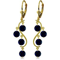 Genuine 4 ctw Sapphire Earrings Jewelry 14KT Yellow Gold - REF-63Z8N