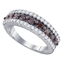 1.5 CTW Cognac-brown Color Diamond Ring 10KT White Gold - REF-64N4F