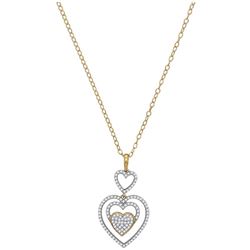 0.33 CTW Diamond Triple Nested Heart Pendant 10KT Yellow Gold - REF-26W9K