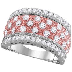 1.5 CTW Diamond 2-tone Rose Pink Ring 14KT White Gold - REF-172N4F