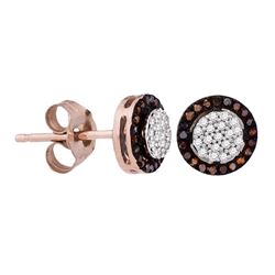 0.18 CTW Red Color Diamond Cluster Earrings 10KT Rose Gold - REF-19M4H