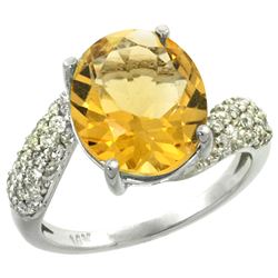 Natural 6.45 ctw citrine & Diamond Engagement Ring 14K White Gold - REF-54W3K