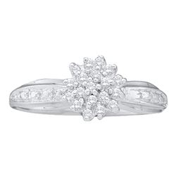 0.10 CTW Diamond Cluster Ring 10KT White Gold - REF-10X5Y