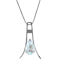 Genuine 1.50 ctw Aquamarine Necklace Jewelry 14KT White Gold - REF-39P6H