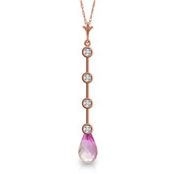 Genuine 3.56 ctw Pink Topaz & Diamond Necklace Jewelry 14KT Rose Gold - REF-32H8X