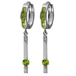 Genuine 1.35 ctw Peridot Earrings Jewelry 14KT White Gold - REF-66X2M