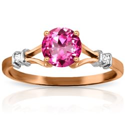 Genuine 1.02 ctw Pink Topaz & Diamond Ring Jewelry 14KT Rose Gold - REF-28W5Y