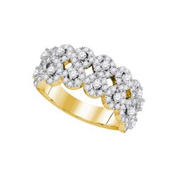 1.34 CTW Diamond Double Row Circle Cluster Ring 14KT Yellow Gold - REF-149K9W