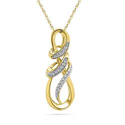 0.10 CTW Diamond Infinity Anniversary Love Pendant 10KT Yellow Gold - REF-16K4W