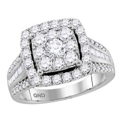 1.59 CTW Diamond Square Cluster Bridal Engagement Ring 10KT White Gold - REF-194F9N