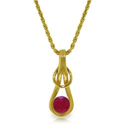 Genuine 0.65 ctw Ruby Necklace Jewelry 14KT Yellow Gold - REF-77Z5N