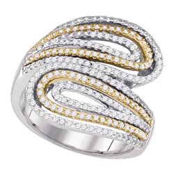 0.74 CTW Diamond Bypass Fashion Ring 10KT Two-tone Gold - REF-59K9W