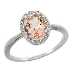 Natural 1.22 ctw Morganite & Diamond Engagement Ring 10K White Gold - REF-24R7Z